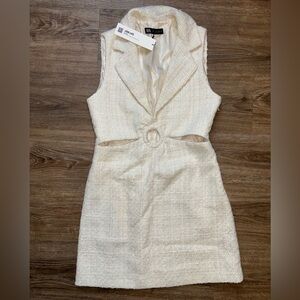 Zara Cream Textured Mini Dress